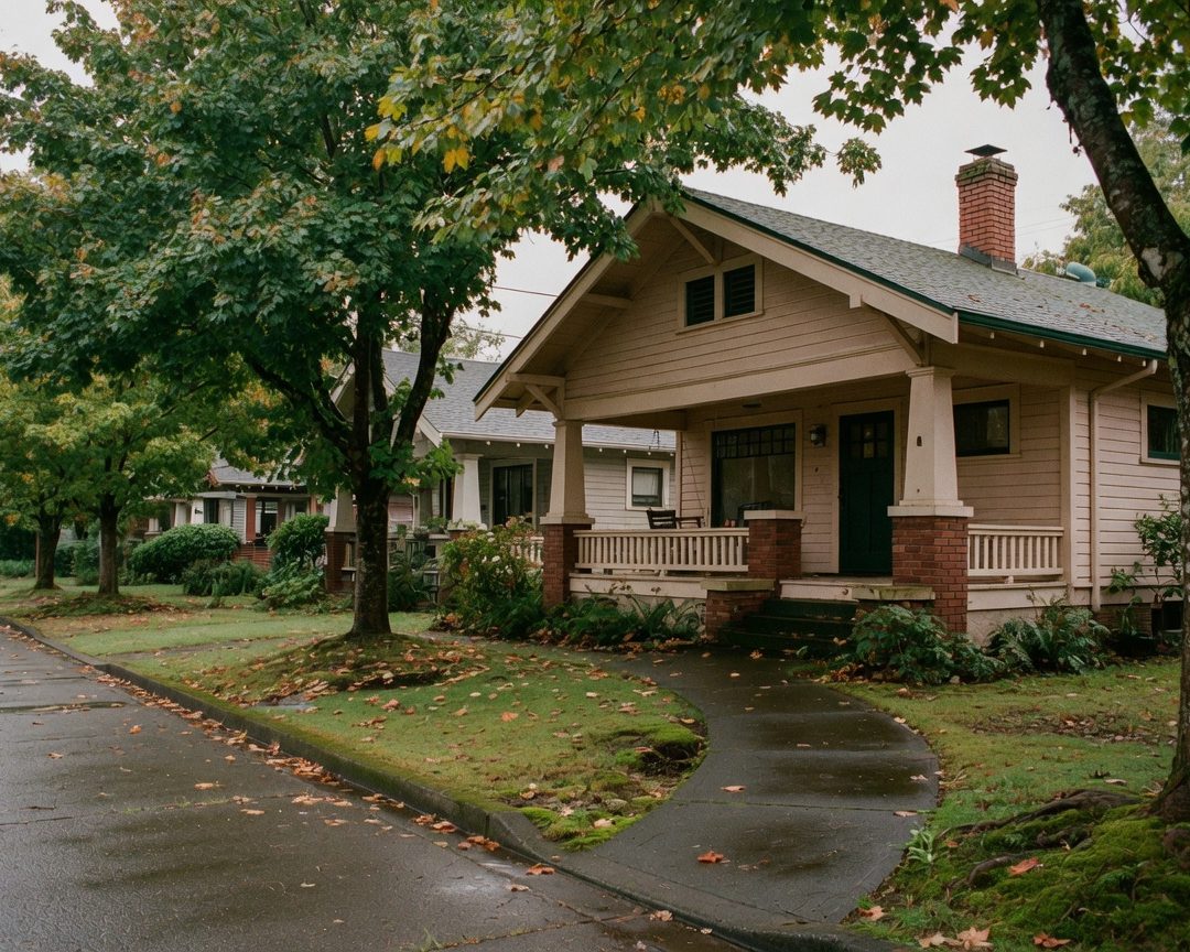 1923 craftsman bungalow on a tree-lined street in Alameda, Northeast Portland